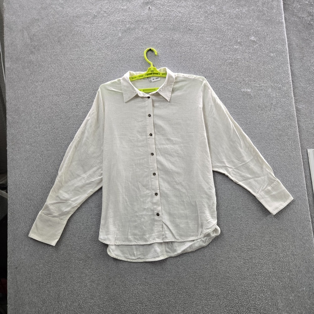 Madewell Women Button Up Shirt L White Collared Front Long Sleeve